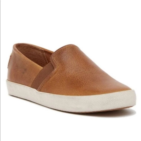 Frye Dylan Slip On Cognac Leather Sneakers Womens Size 8